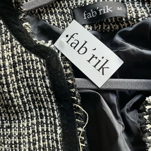 fab'rik Elegant Black - Cream - Gold Tweed Blazer | NEW | Size M - Picture 3 of 5